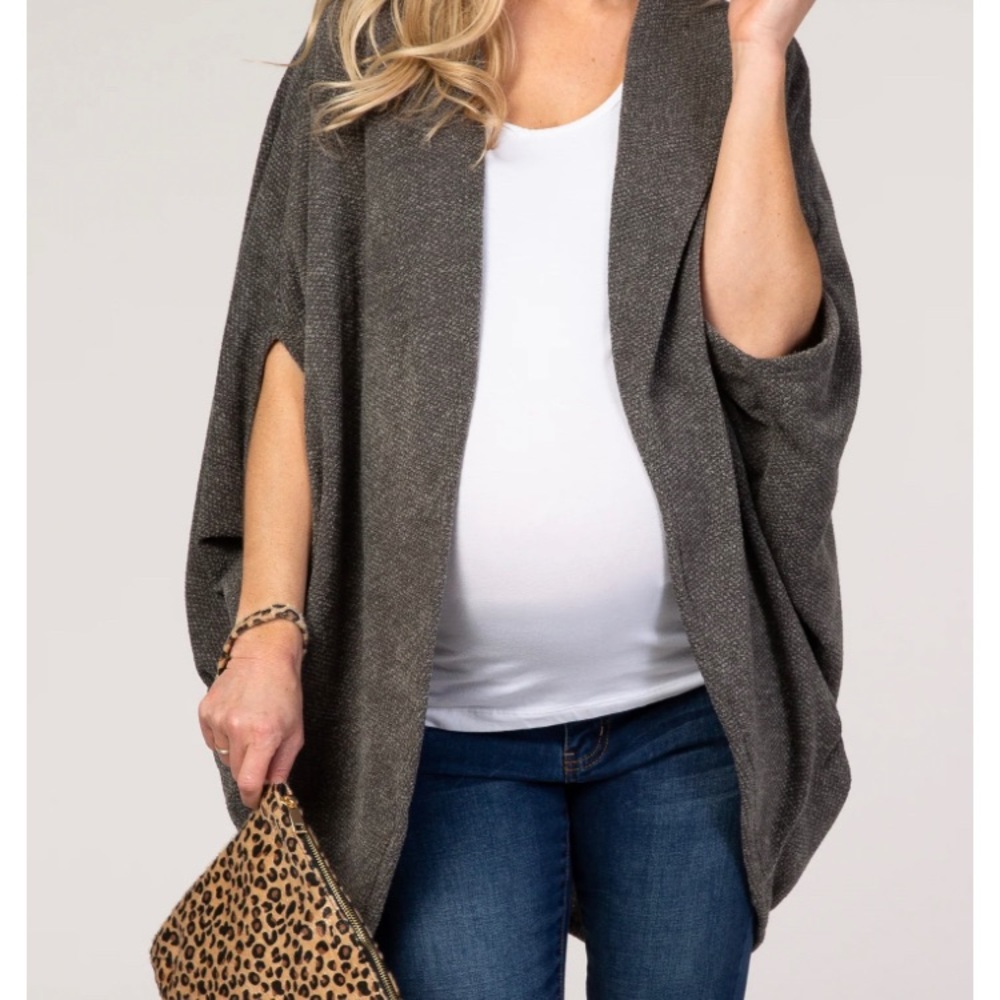 Multicolor Woven Draped Maternity Poncho-Cardigan.  OS